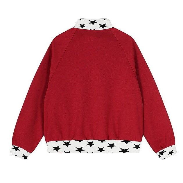 Contrast Patchwork Stand Collar Jersey Jacket MW10271