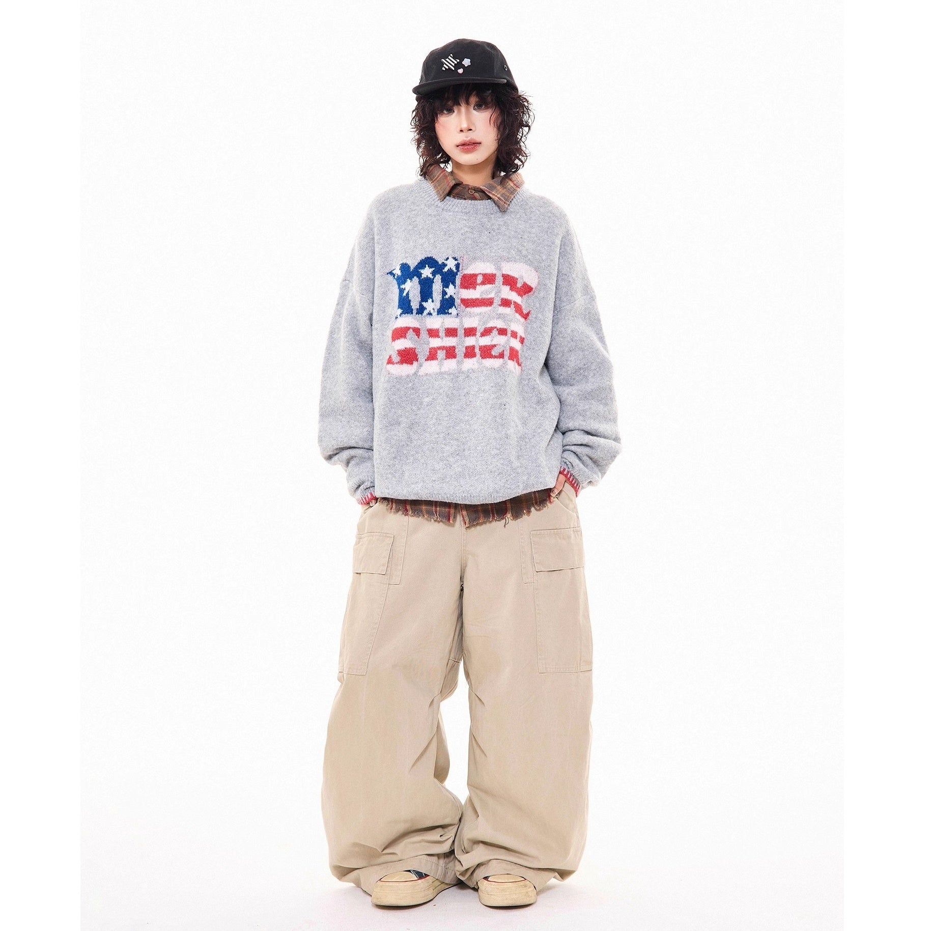 American Retro Letter Knitted Sweater MW10277
