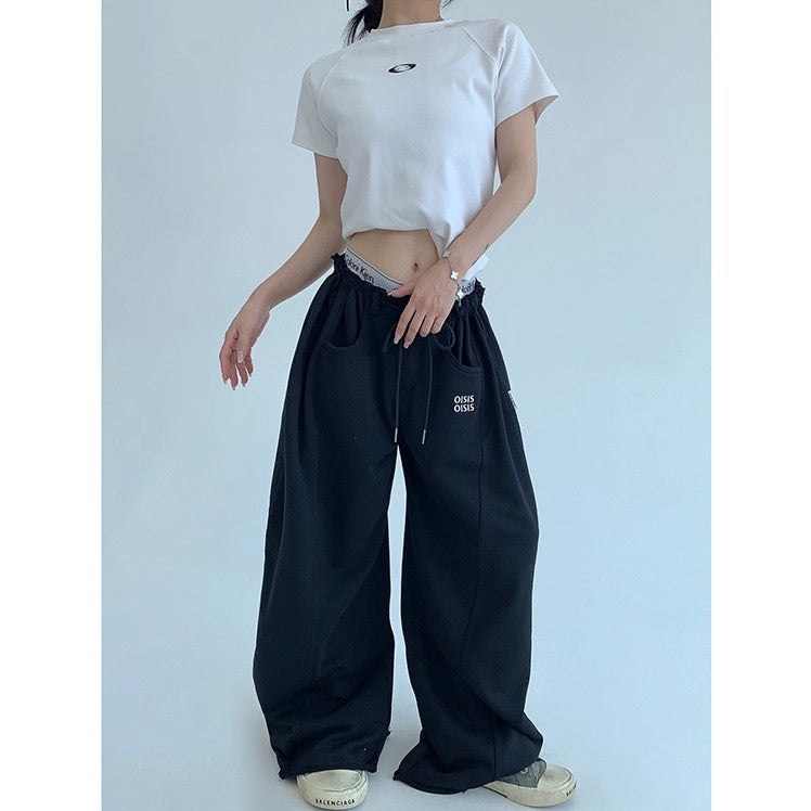 Raw Edge Wide-leg Sweat Pants OS2052