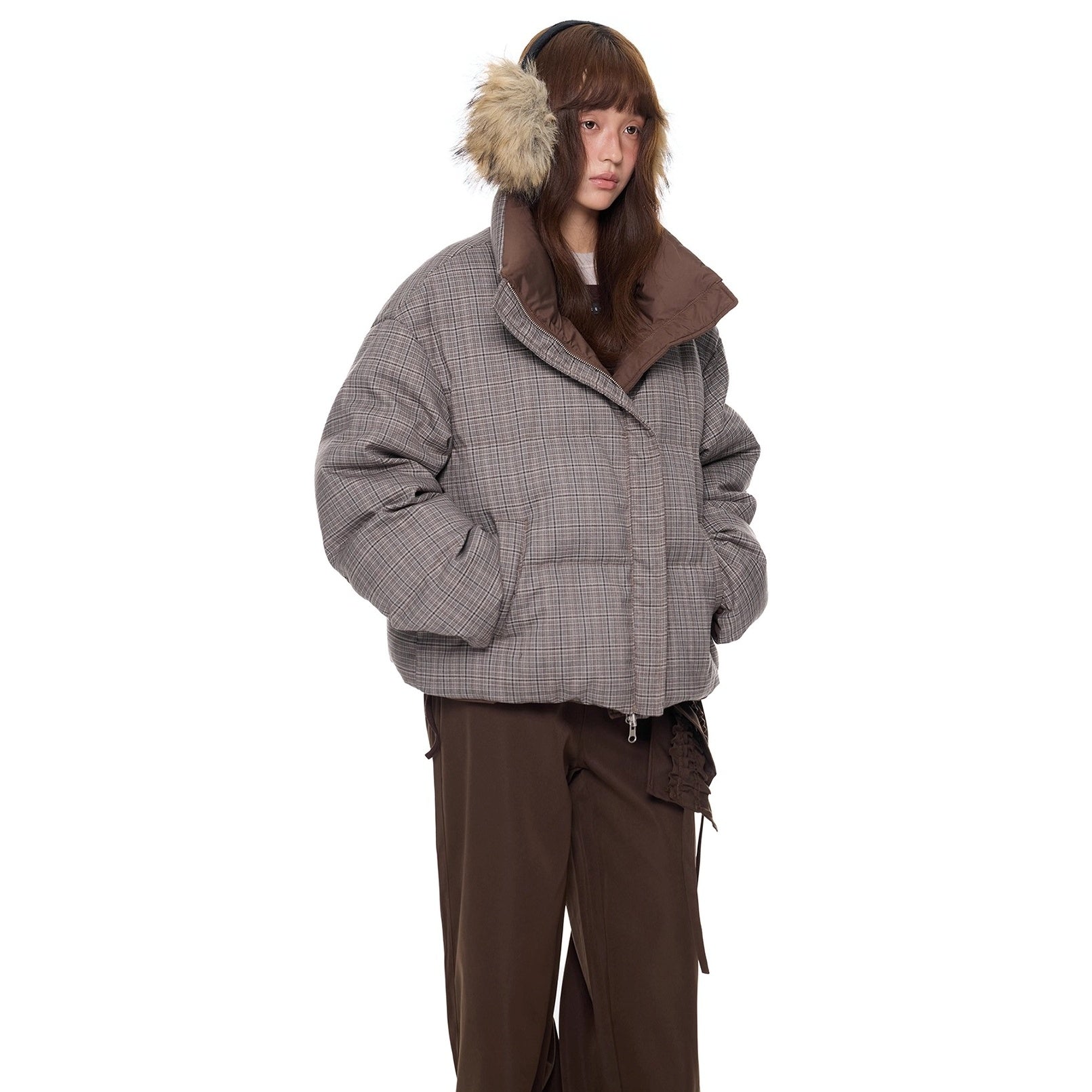 Reversible Plaid Down Jacket EZ299