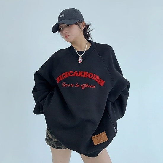 Embroidered Crew Neck Oversize Sweat OS2049