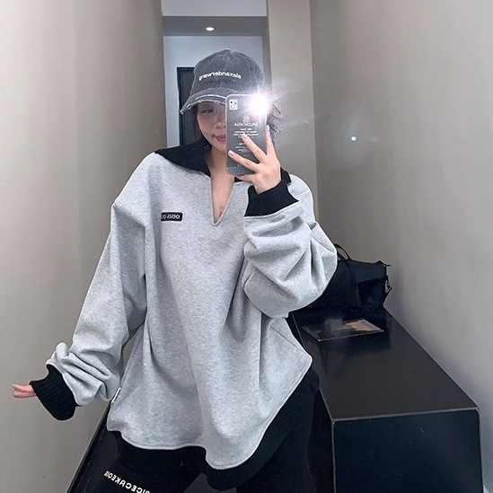 Contrast Lib Collar Loose Sweat OS2057