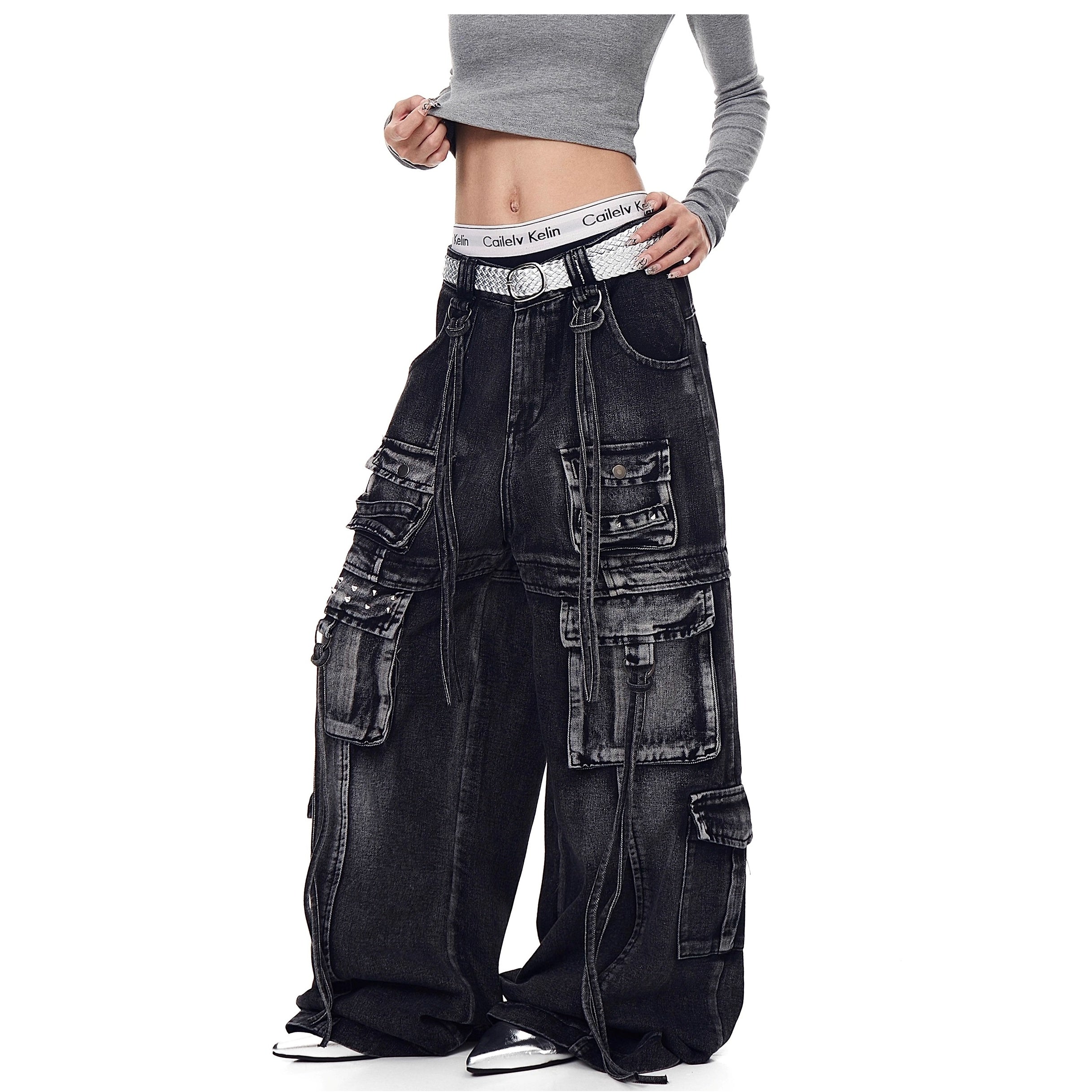 Washed Heavy Industry Cargo Jeans BK7009