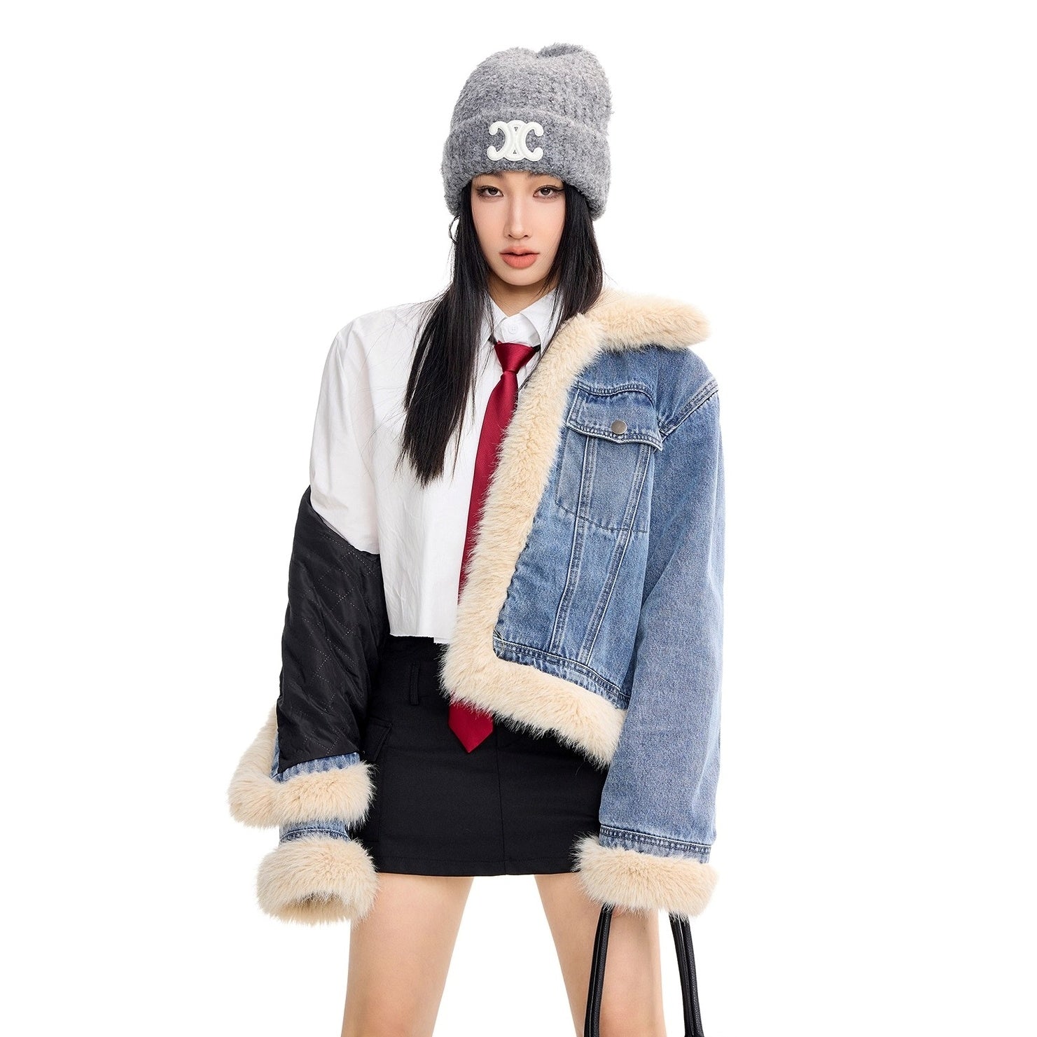Fur Collar Denim Jacket IC9121
