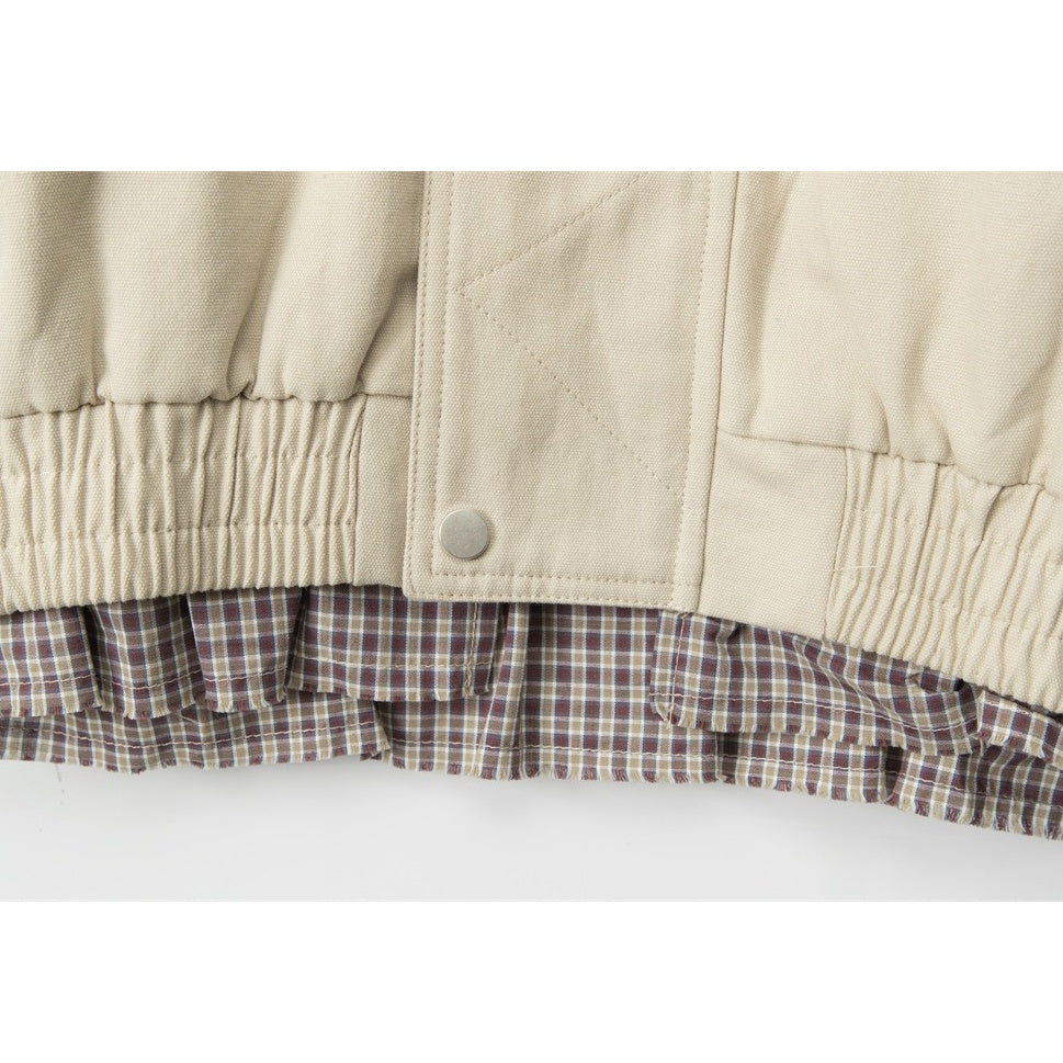 Fake Layered Stand Collar Casual Jacket NR7002