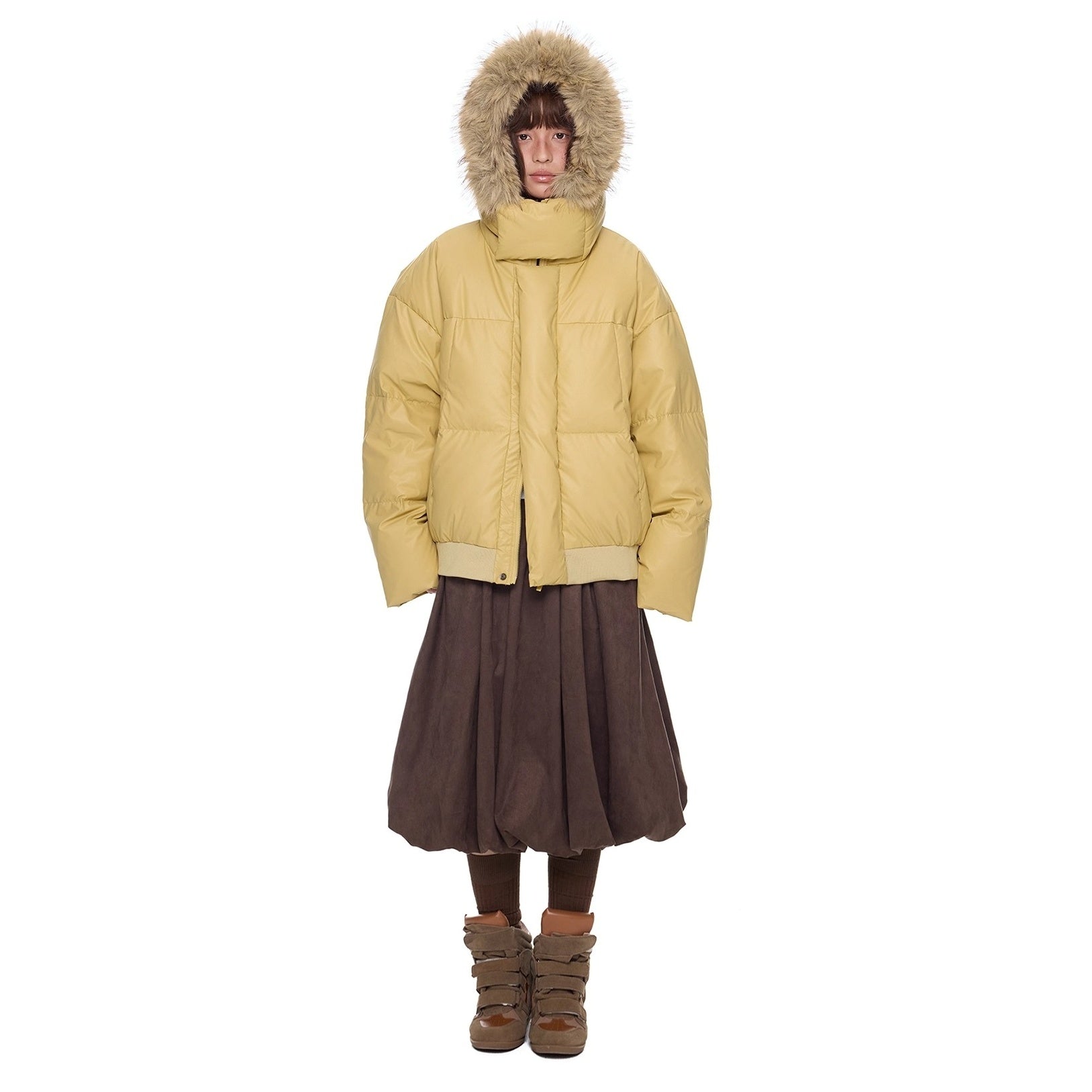 Volume Fur Collar Hooded Down Jacket EZ295