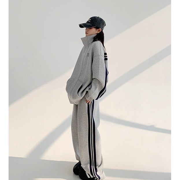 【上下別売り】 Stand Collar Sweat Jacket & Straight Pants Set-up OS2058