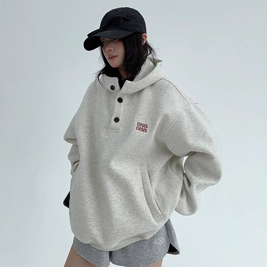 Half-Button Relaxation Hoodie OS2032