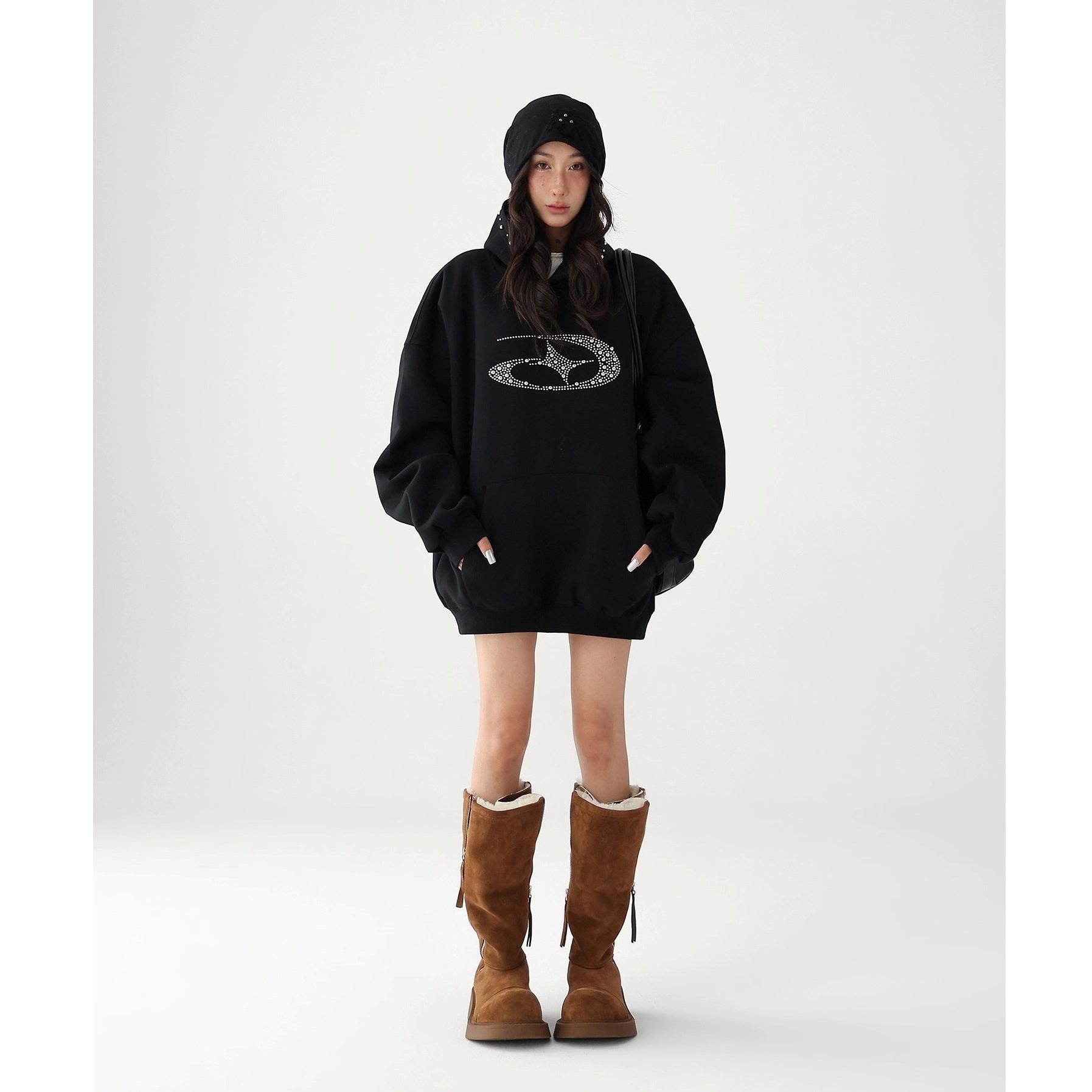 Bead Stitch Loose Sweat Hoodie AC7015