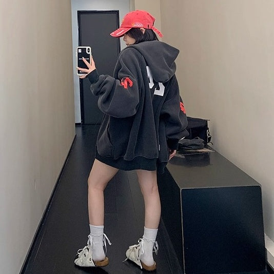 Numbering Loose Raglan Hooded Jacket OS2044