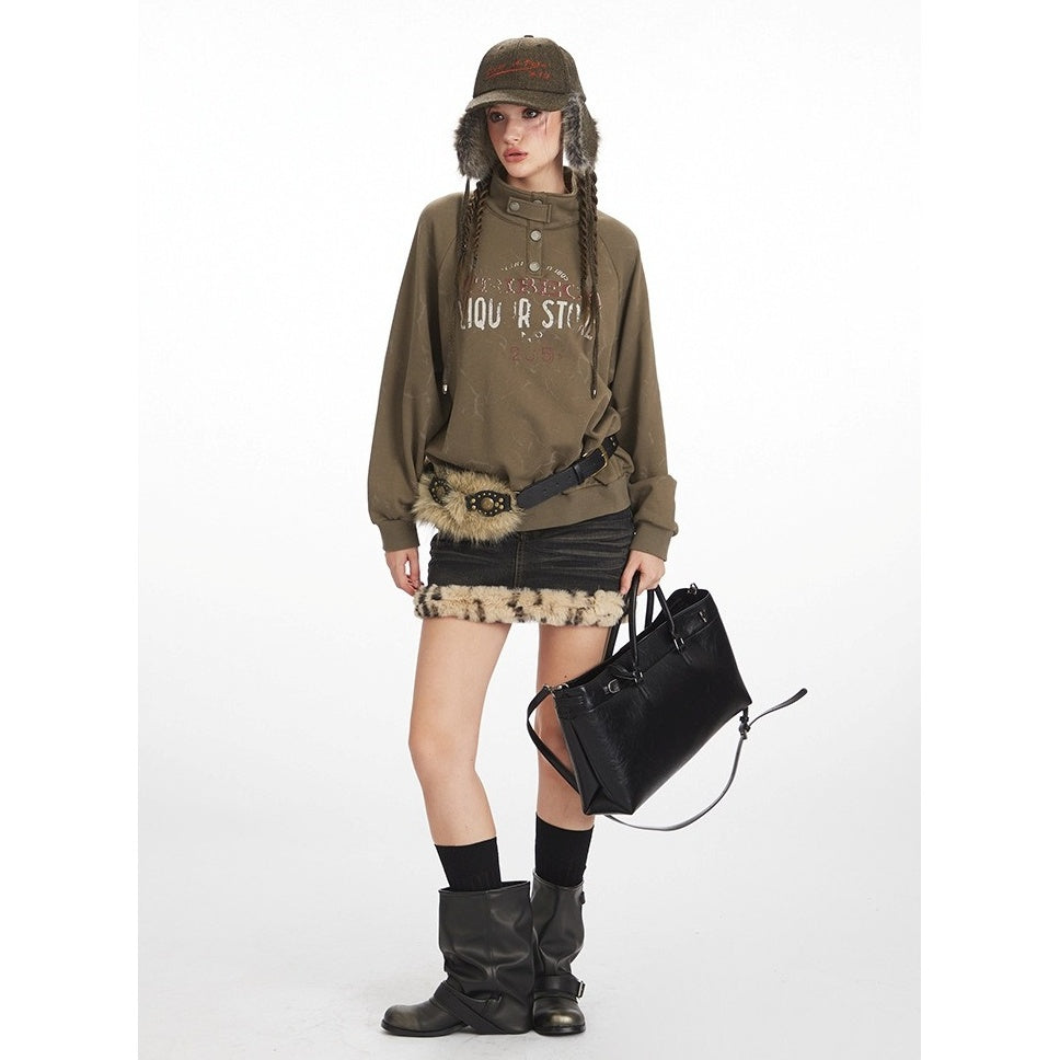 Mock Neck Print Sweat NR7007