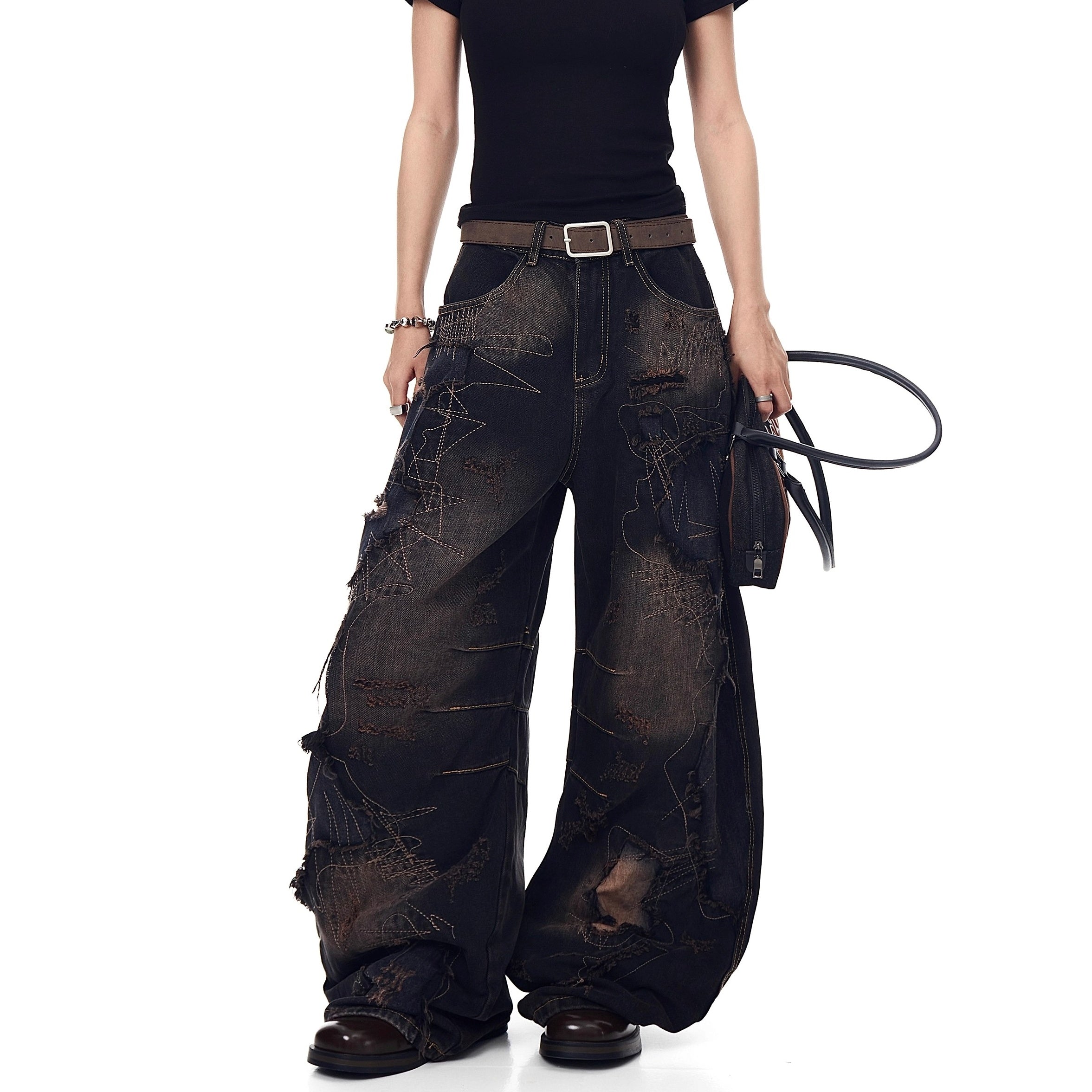 Raw Edge Deconstruction Scimitar Jeans BK7037
