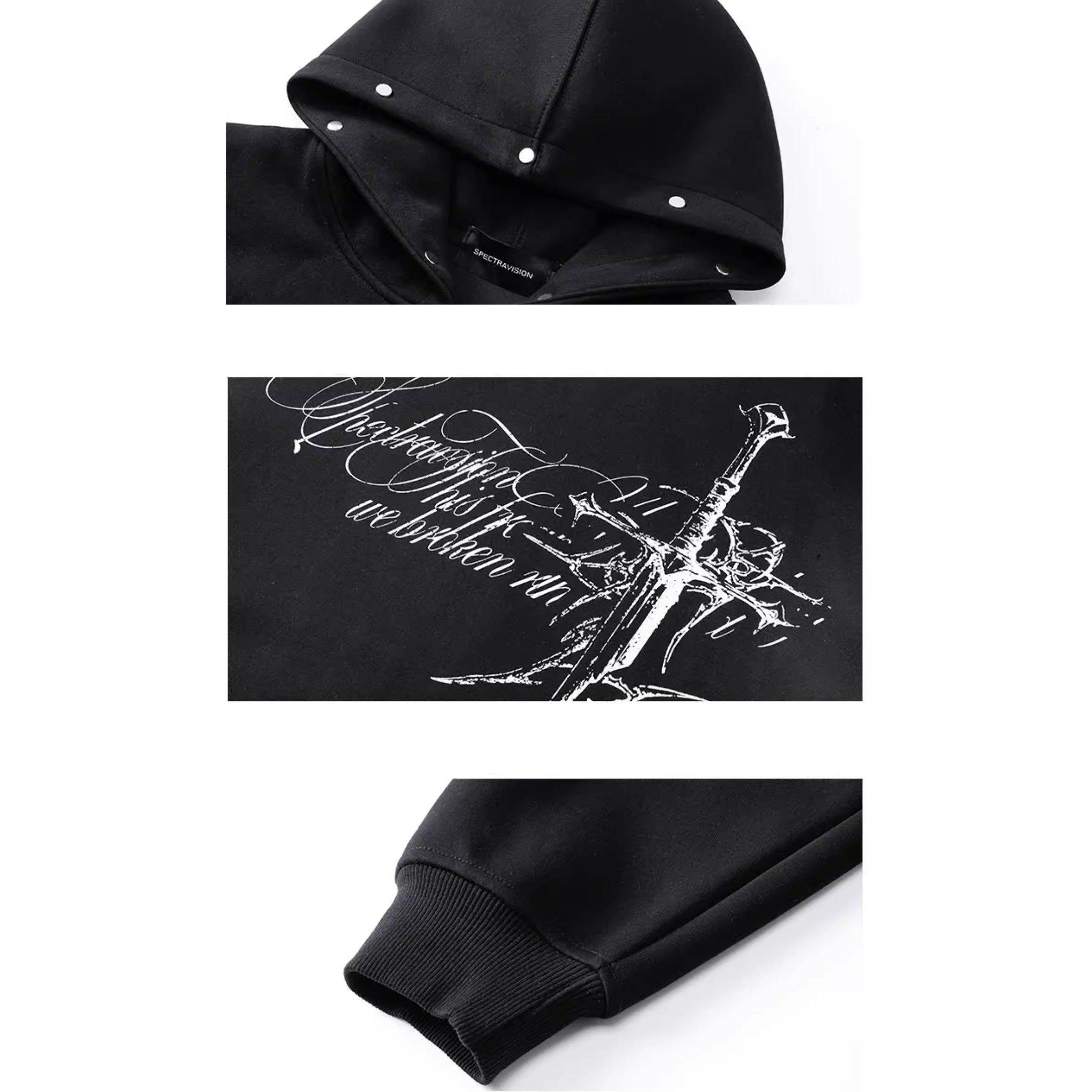 Stained Cross Print Hoodie Jacket MW10335