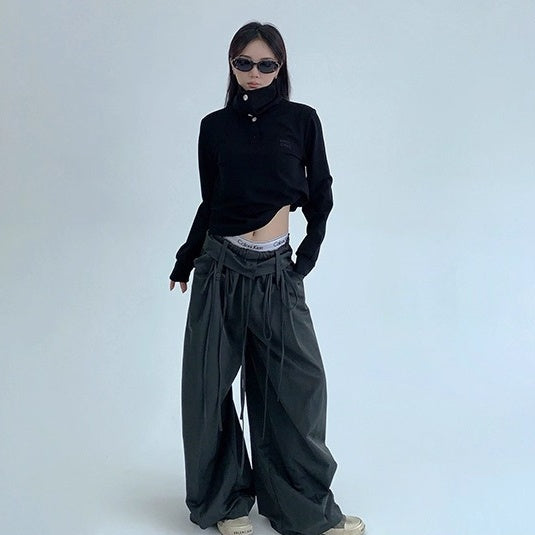 2Way High-Neck Slim Long Sleeve Cutsew OS2038