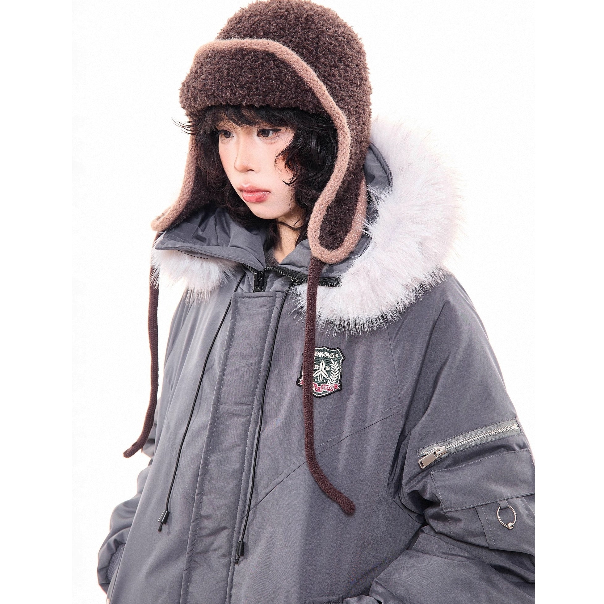Work Style Fur Collar Hooded Jacket MW10295
