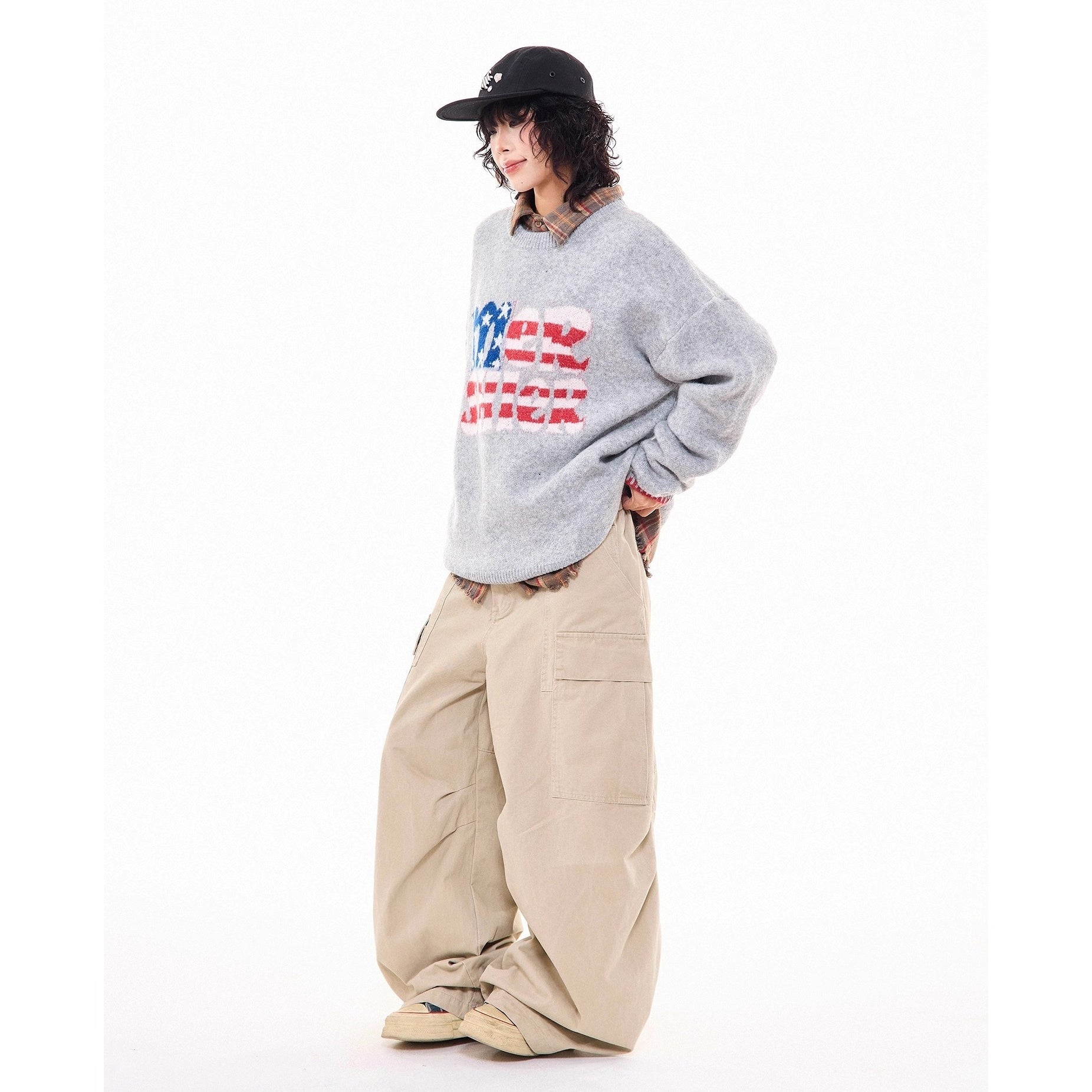 American Retro Letter Knitted Sweater MW10277
