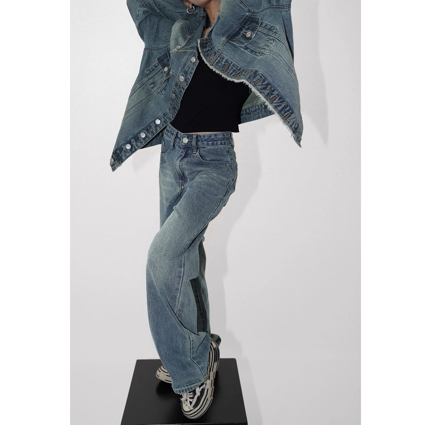 【上下別売り】Vintage Distressed Denim Jacket & Jeans Set-up AC7018