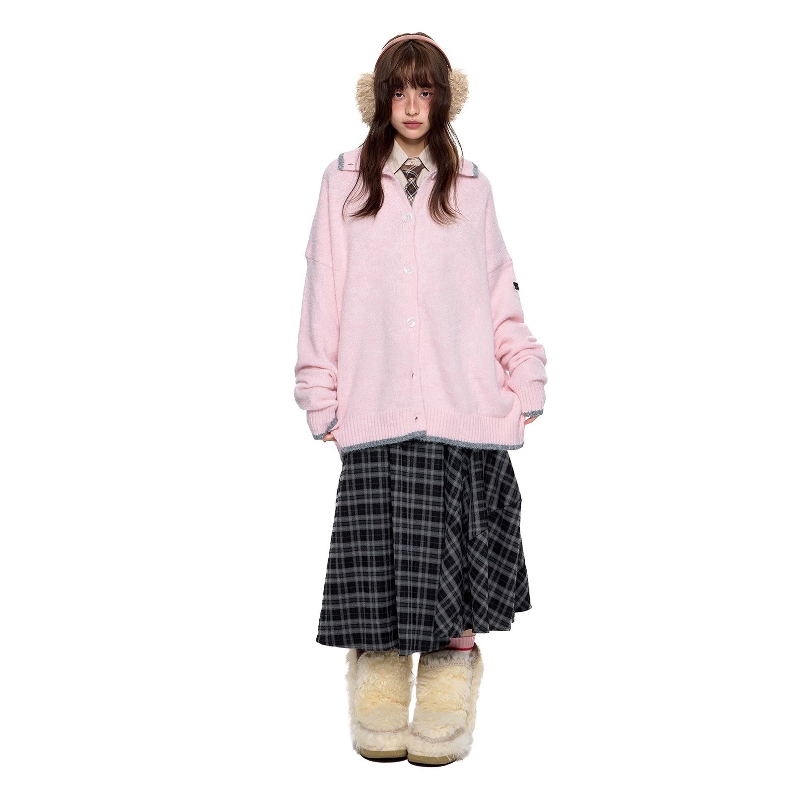 Puppy Embroidered Lapel Knit Cardigan EZ258
