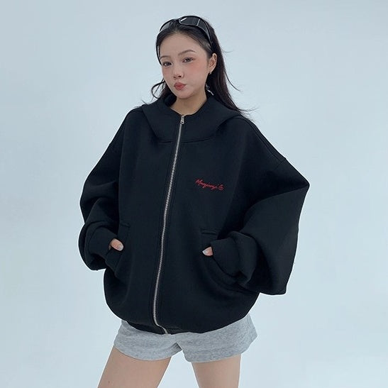 Embroidery Loose Vintage Short Hooded Jacket OS2027