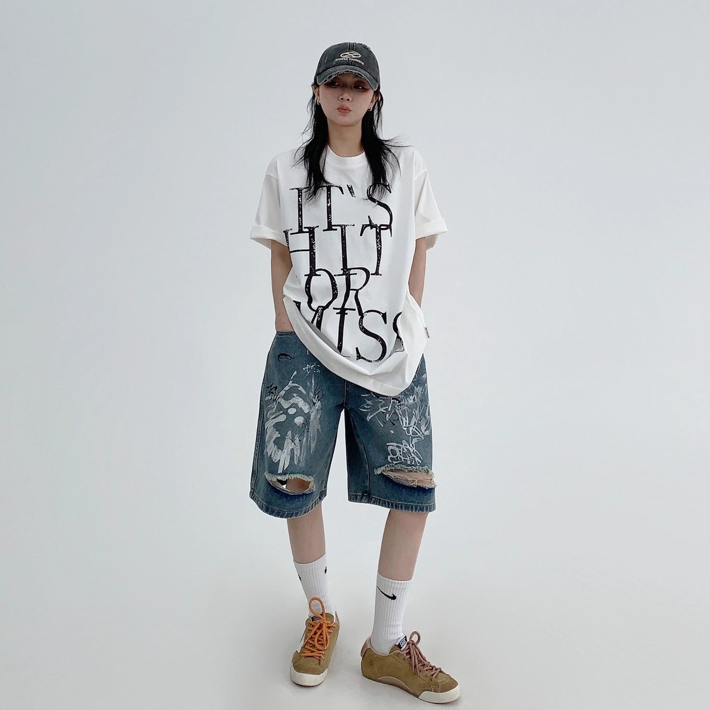 Washed Old Letter T-Shirt OS2002