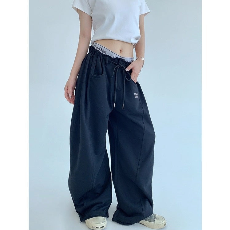 Raw Edge Wide-leg Sweat Pants OS2052