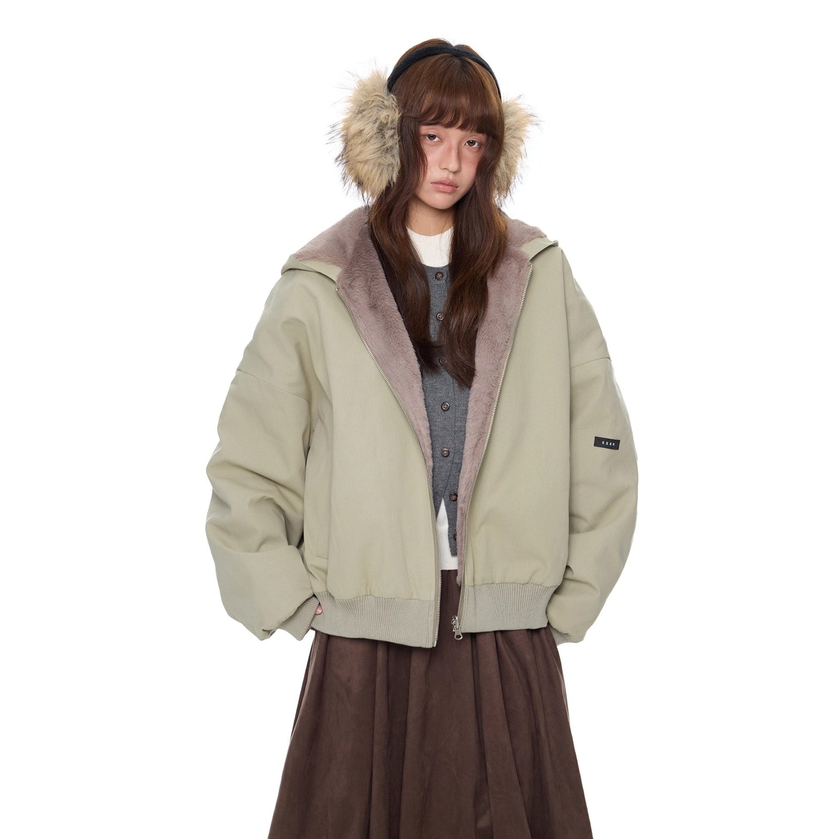 Imitation Fur Casual Hooded Jacket EZ244