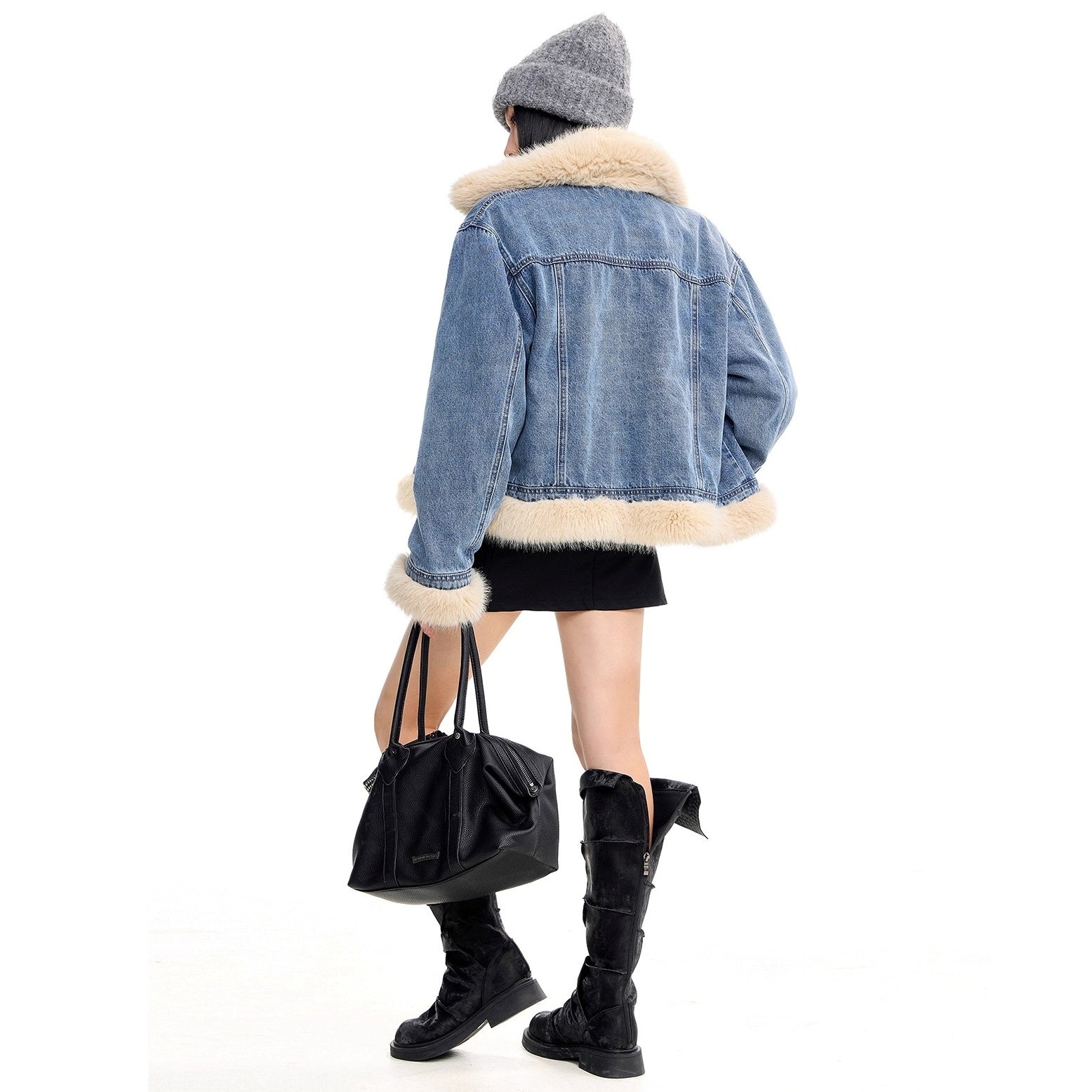Fur Collar Denim Jacket IC9121