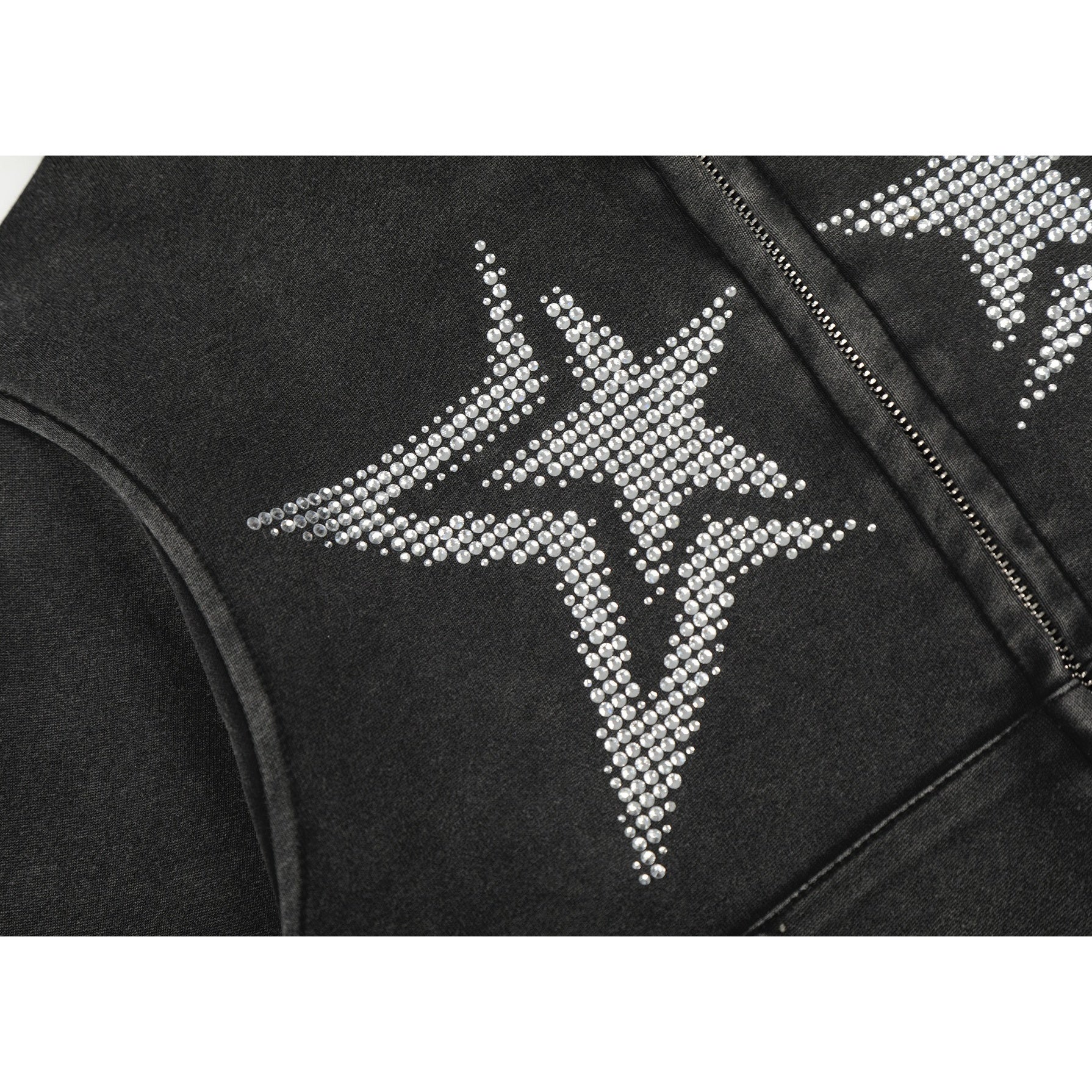 Rhinestone Star Decoration Hooded Parka MW10387