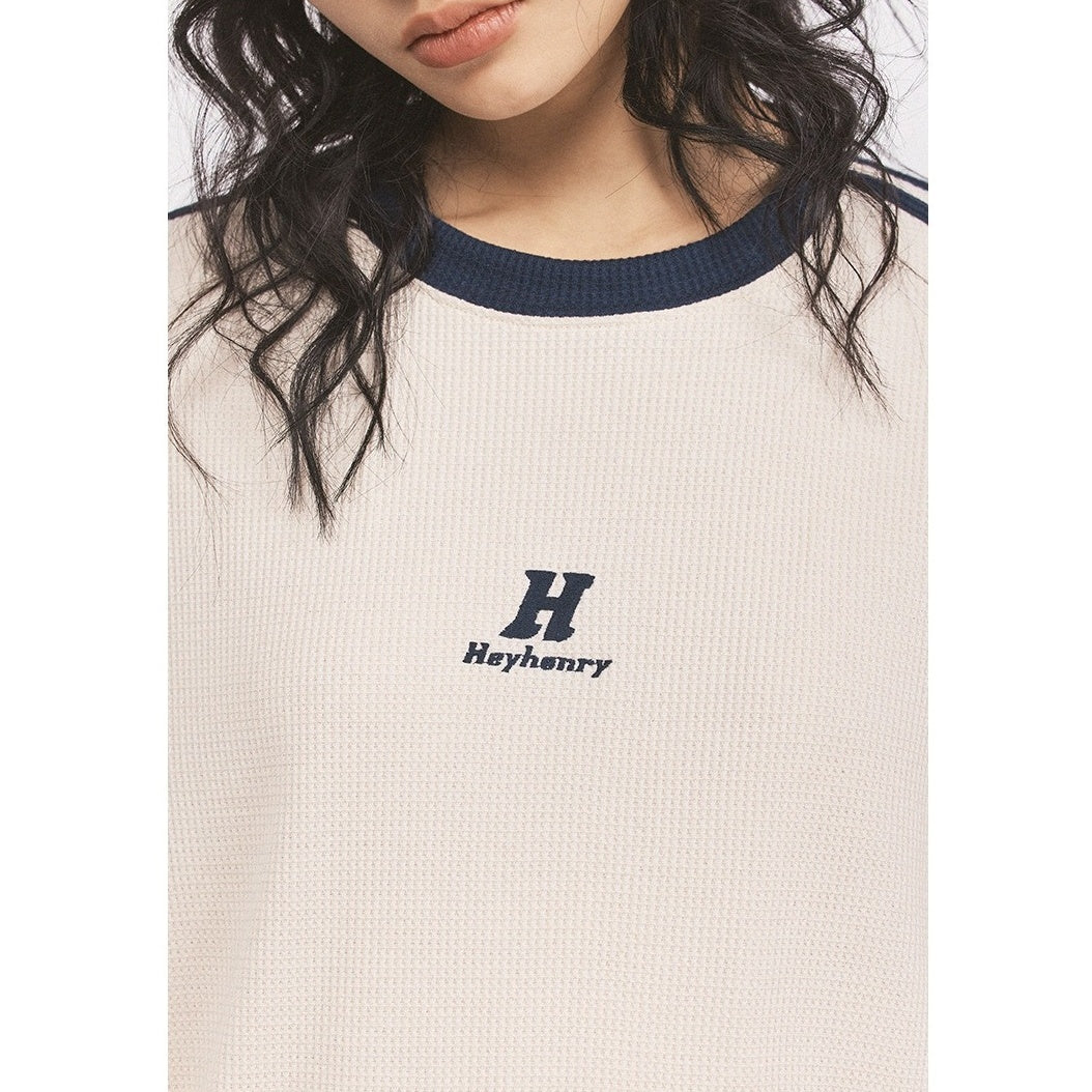 Line Sleeve Waffle Long Sleeve T-Shirt HH7001