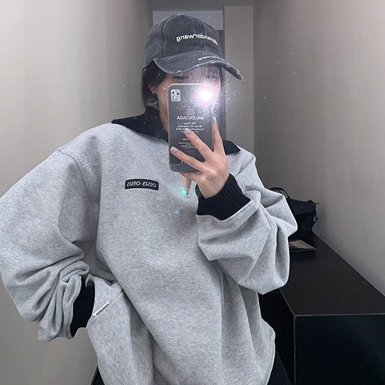 Contrast Lib Collar Loose Sweat OS2057