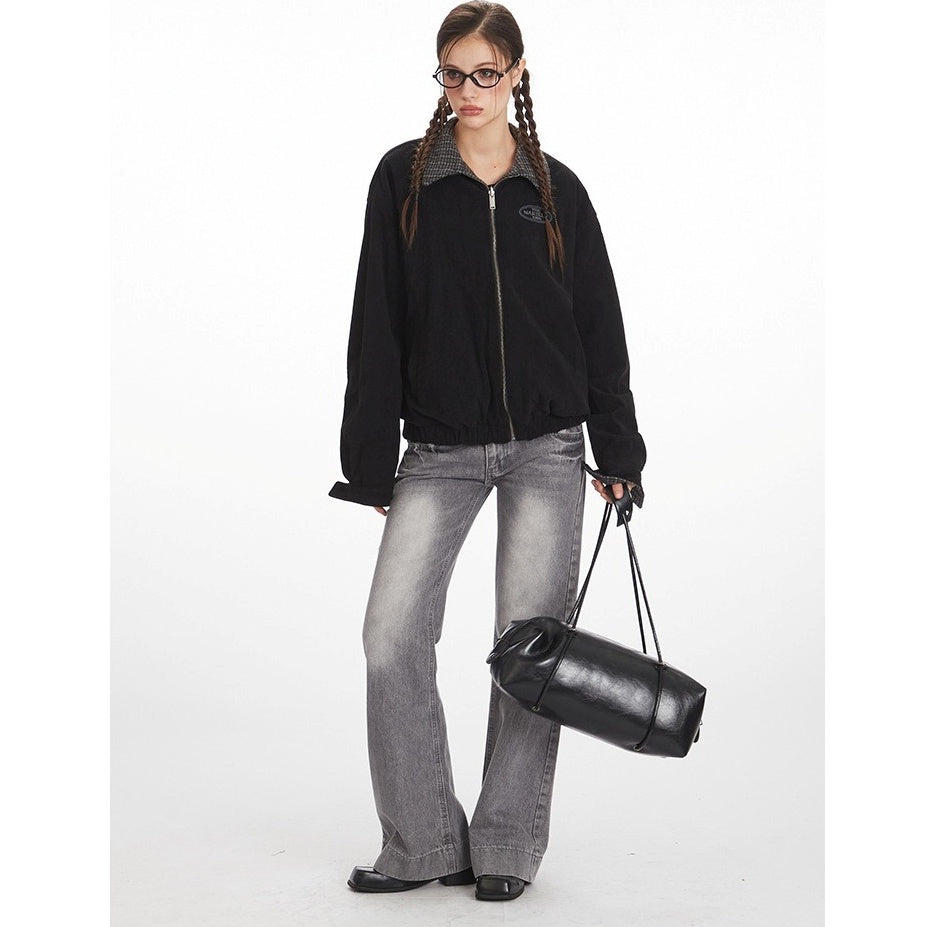 Reversible Contrast Plaid Zip Jacket NR7001
