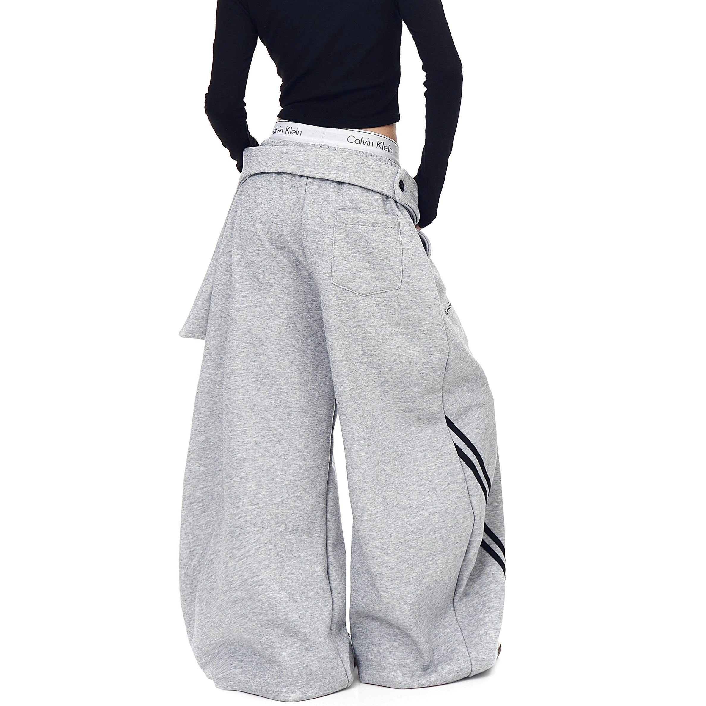Waist Layered Design Curve Sweat Pants BK7062