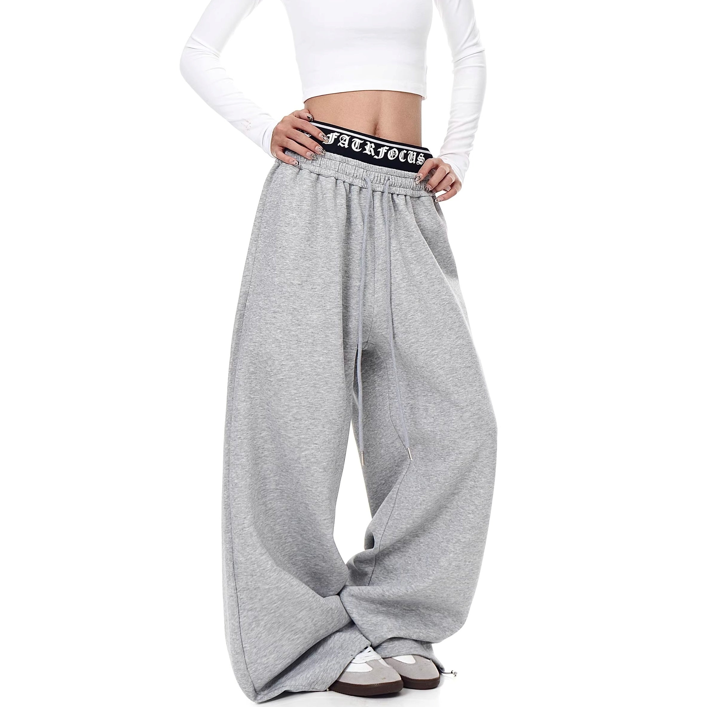 Cross Print Double-Waist Band Sweat Pants MW10389