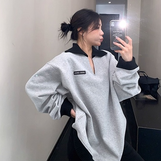 Contrast Lib Collar Loose Sweat OS2057