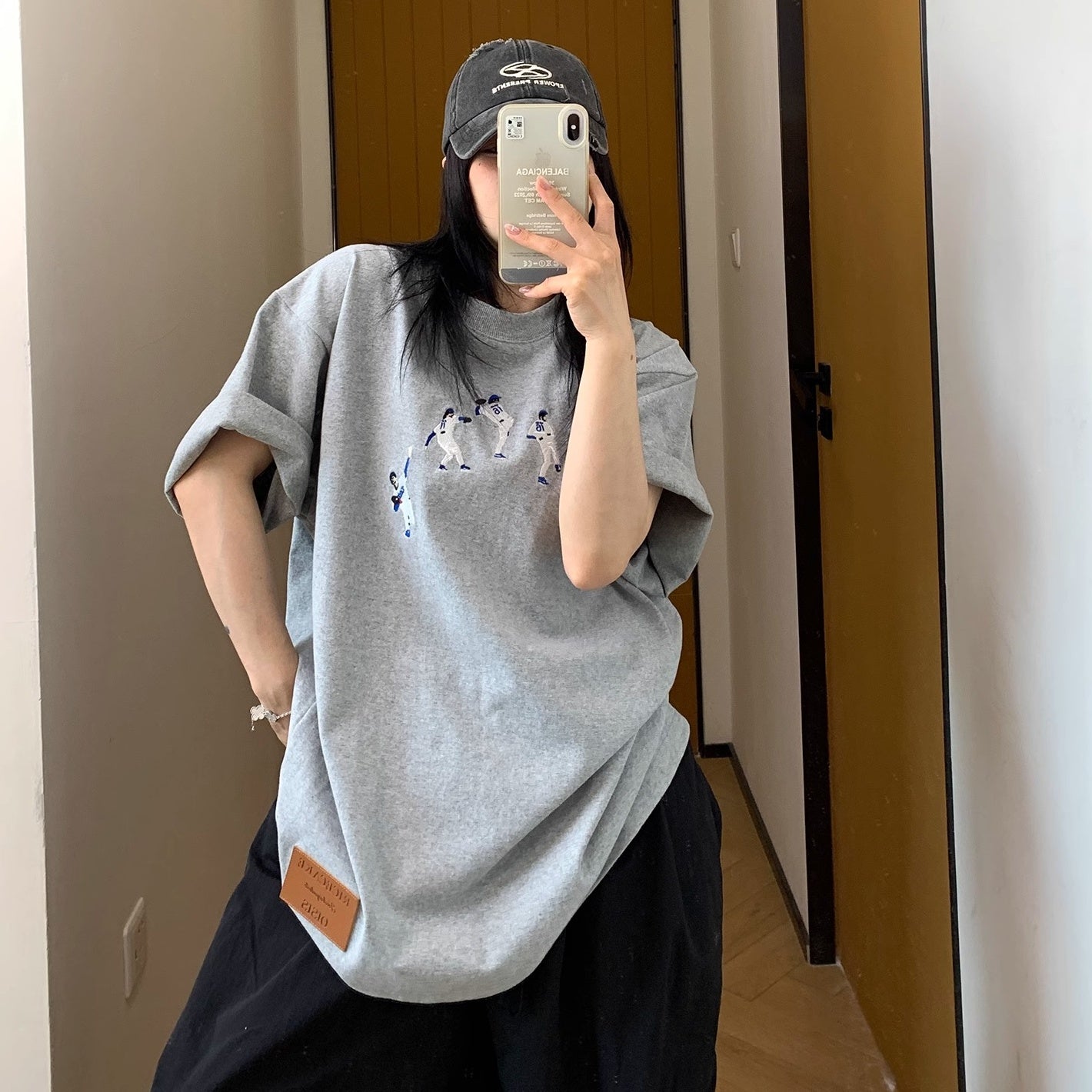 Baseball Embroidery Loose T-Shirt MW10139