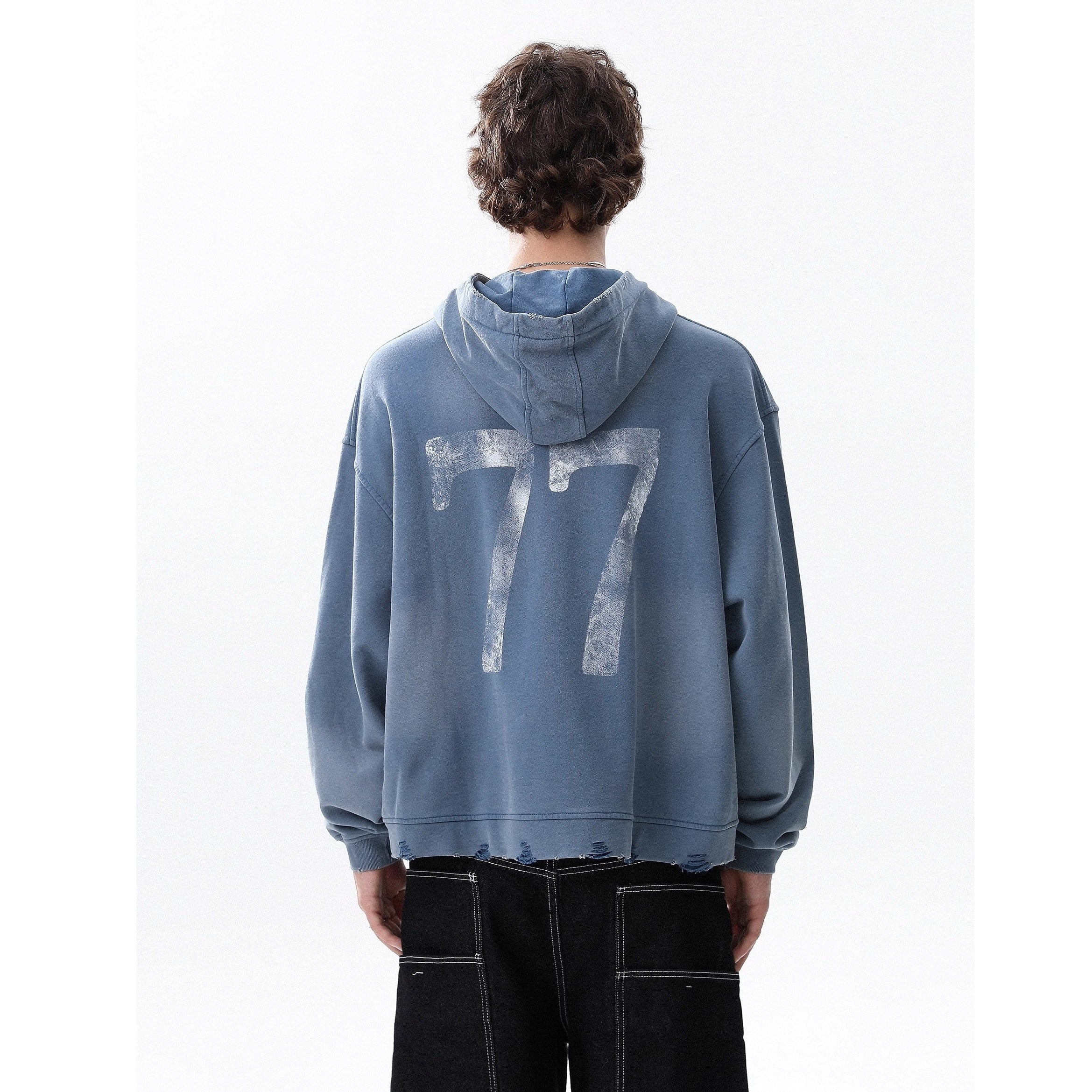 RhineStone Letter Print Damage Hoodie MR8025