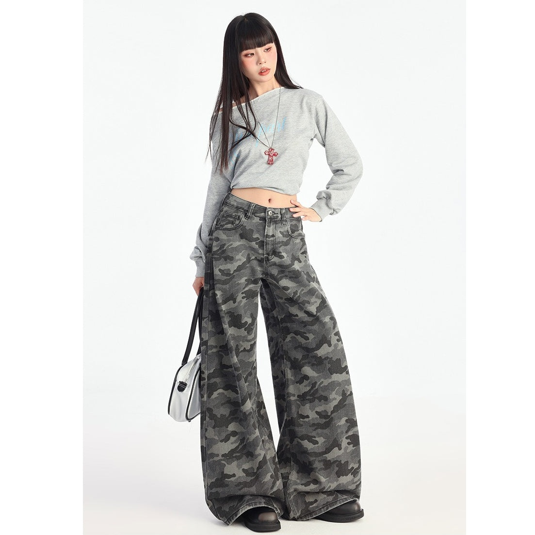 Camouflage Loose Straight Pants MW10162