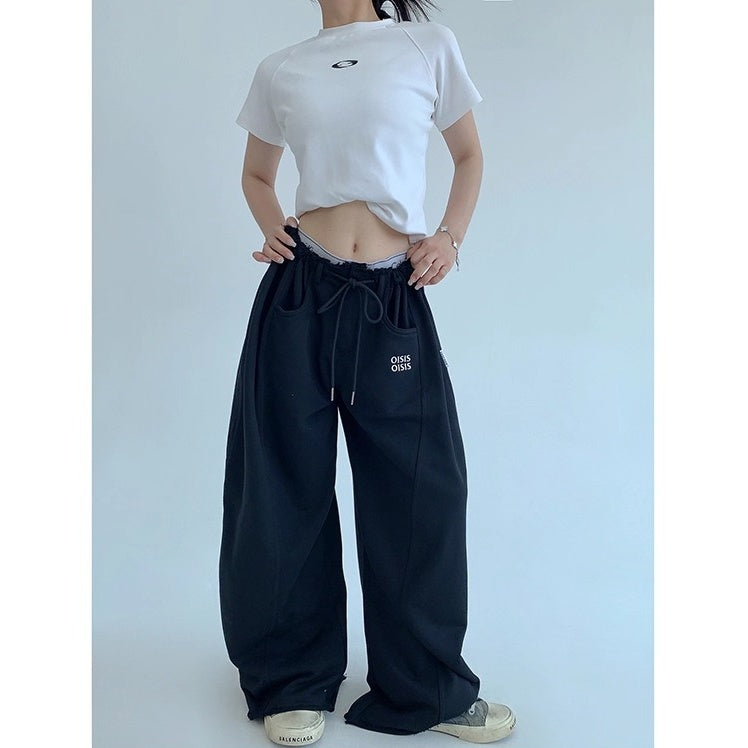 Raw Edge Wide-leg Sweat Pants OS2052
