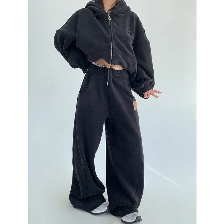 【上下別売り】Relaxed Simple Fleece Hooded Jacket ＆ Pants Set-up OS2077