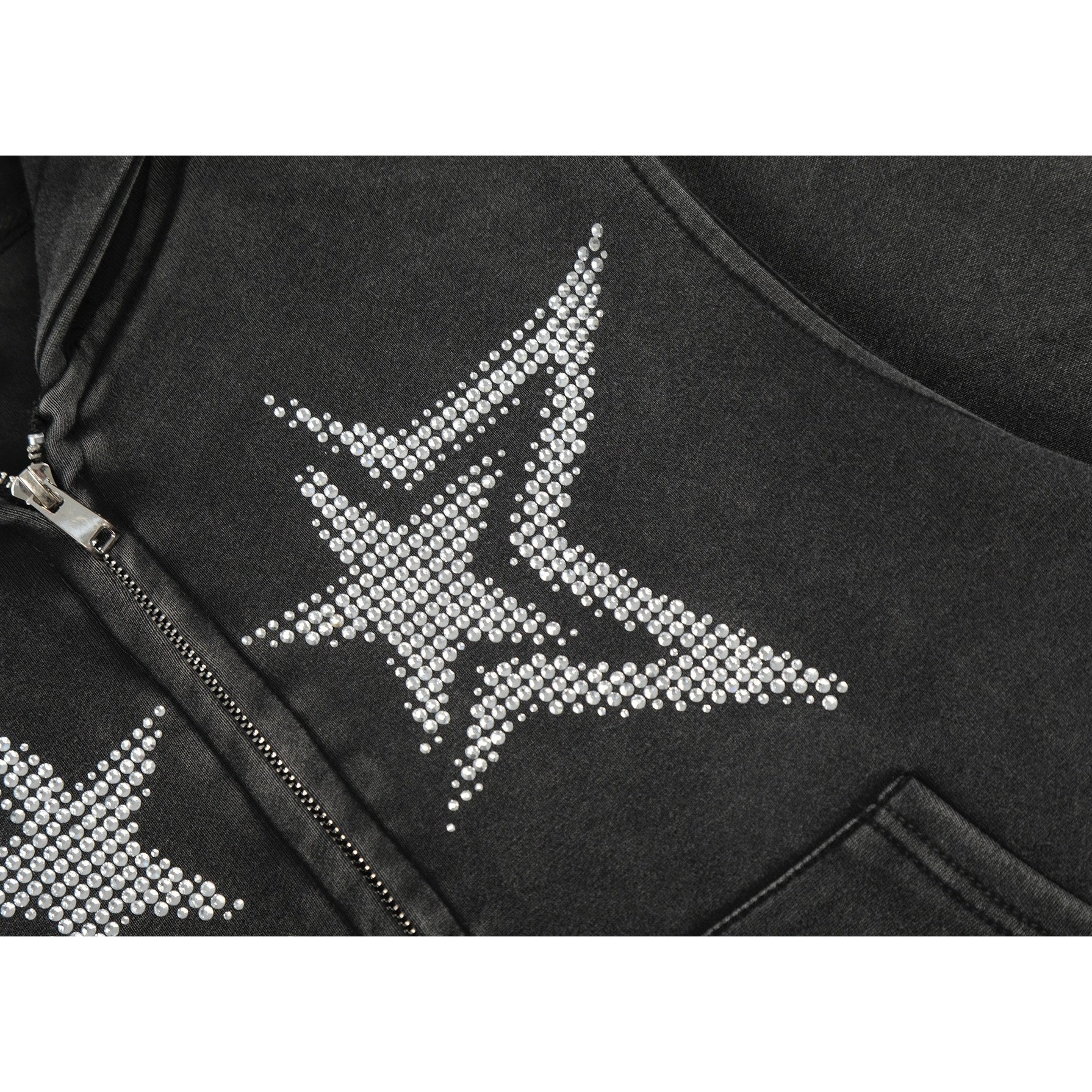 Rhinestone Star Decoration Hooded Parka MW10387