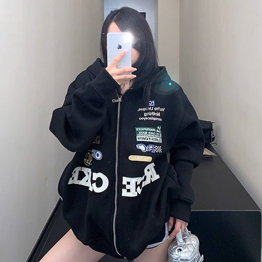 Racing Style Embroidery Hooded Jacket OS2047