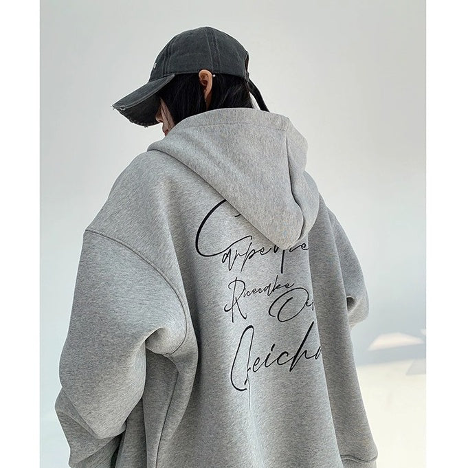Back Letter Embroidery Hooded Jacket OS2051