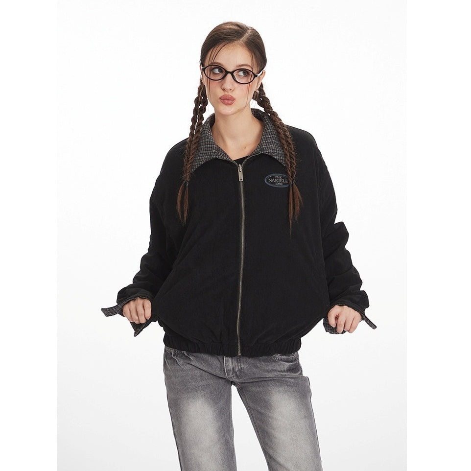 Reversible Contrast Plaid Zip Jacket NR7001