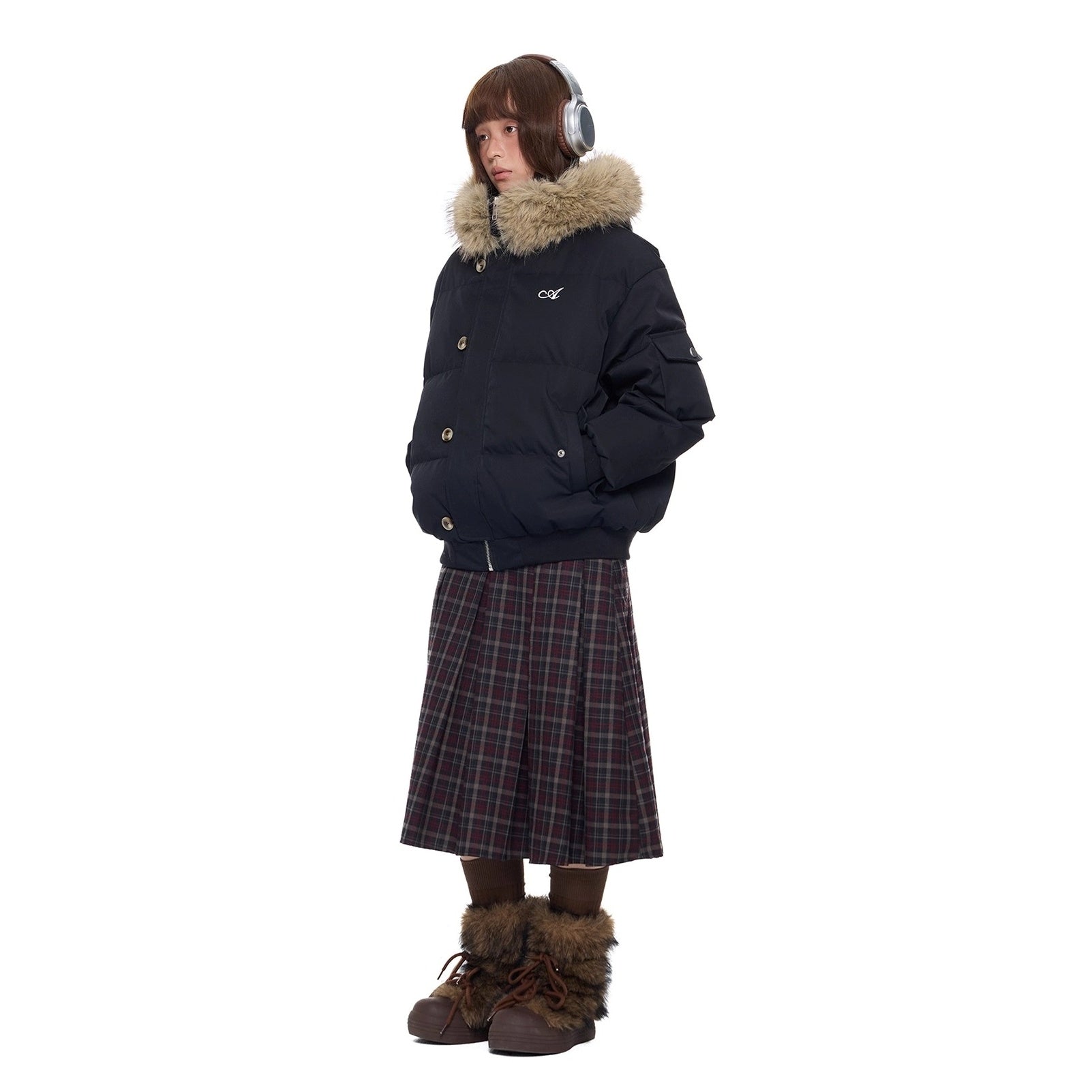 Large Fur Collar Hooded Down Jacket EZ301