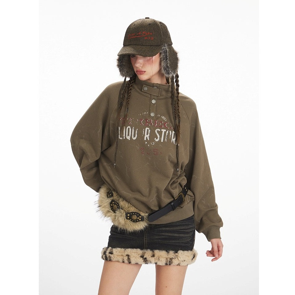 Mock Neck Print Sweat NR7007