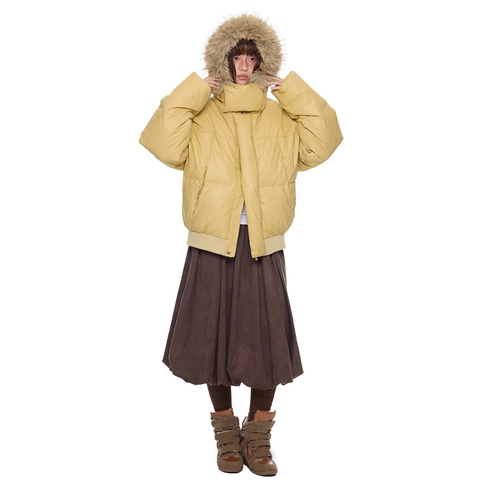 Volume Fur Collar Hooded Down Jacket EZ295