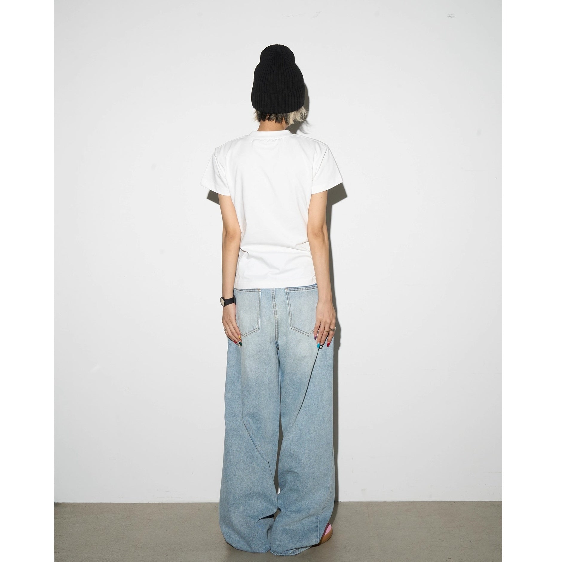 Portrait Letter Print Slim T-shirt MN9019