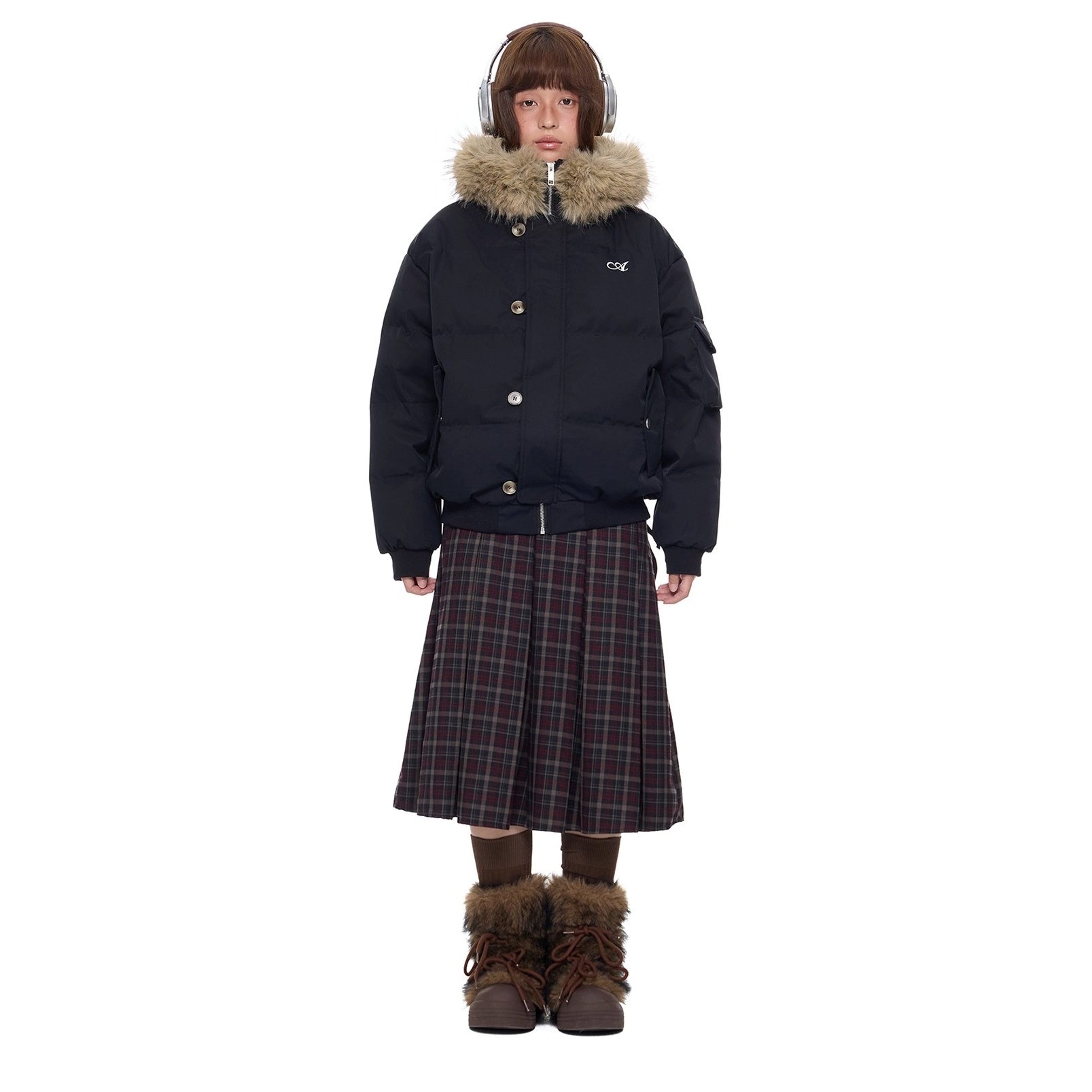 Large Fur Collar Hooded Down Jacket EZ301