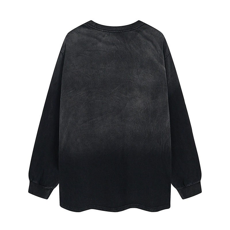 Gradation Wash Patch Embroidered Long-Sleeve T-shirt MW10247
