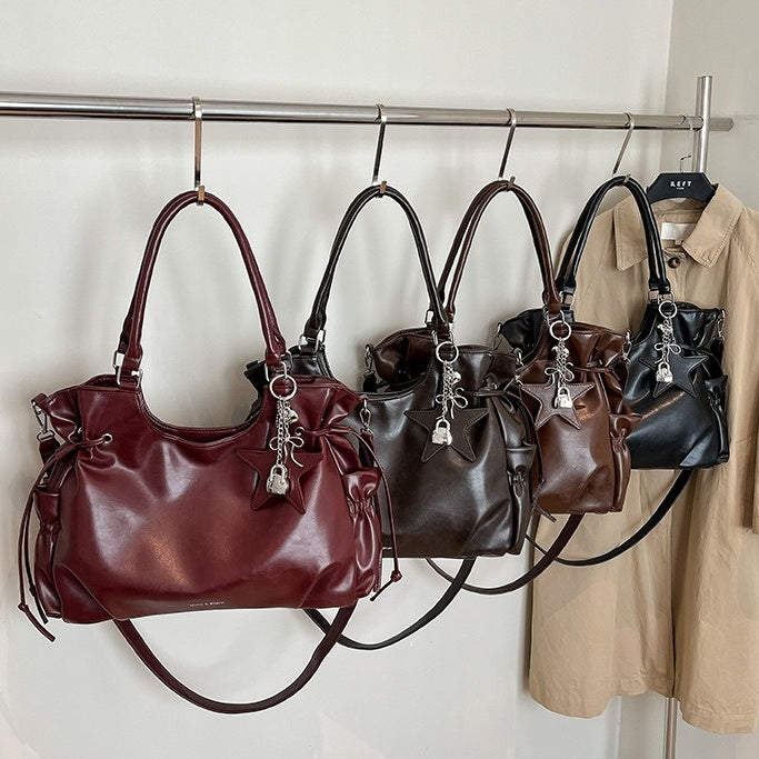 PU Leather Retro Shoulder Bag With Star Charm BA046